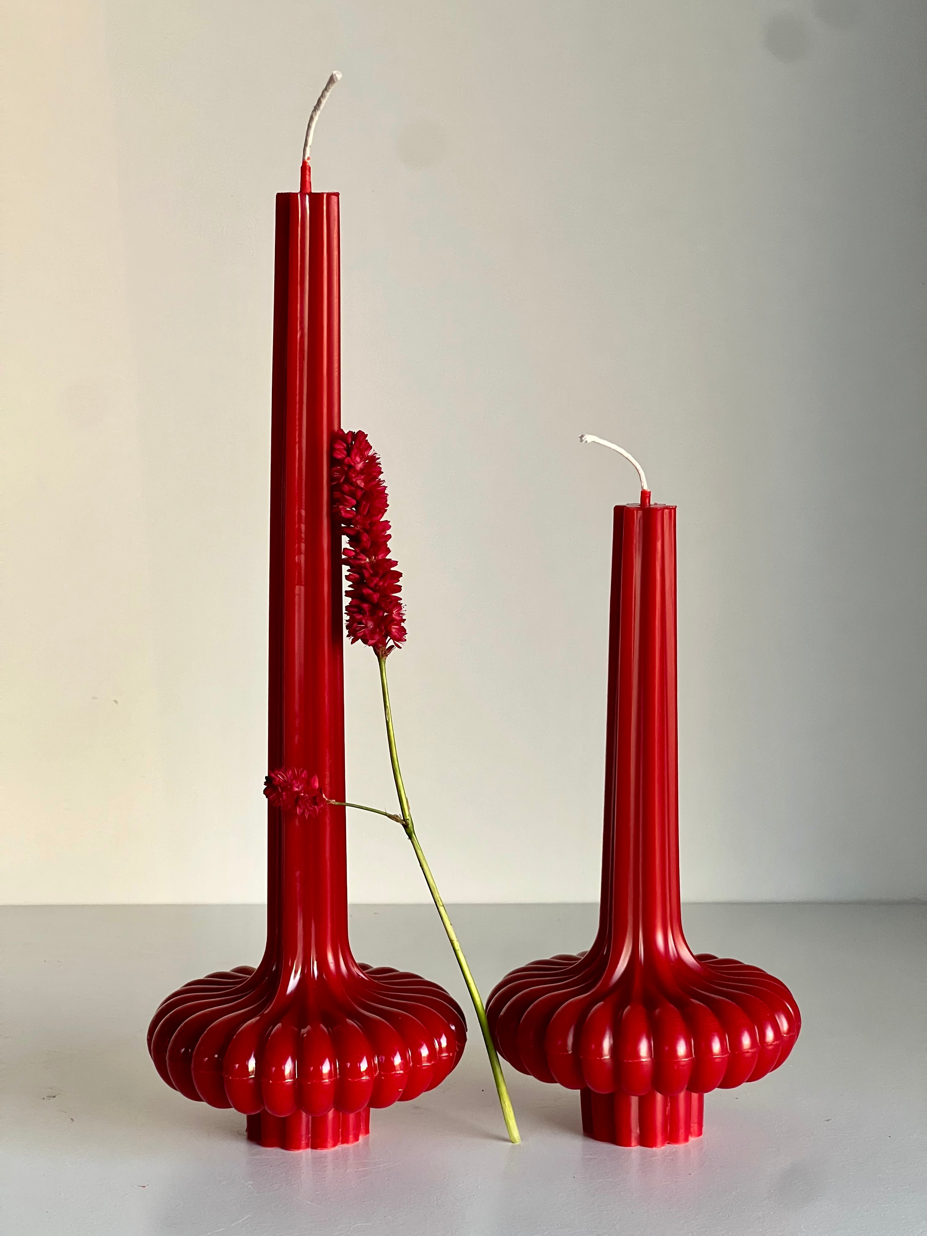 Beeswax candle PARIS – Red – Hand-poured – For living rooms &amp; decoration – 2 sizes