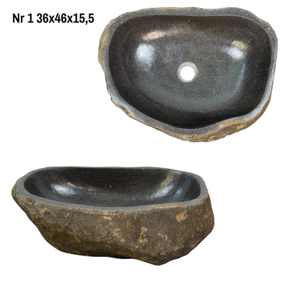 Lavabo en pierre naturelle - lavabo à poser pour salle de bain - unique - pierre de rocher solide