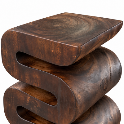 Tabouret en bois - table d'appoint tabouret à fleurs table de rangement - fait main - serpent flambé en bois de suar massif - 50x30x30 cm