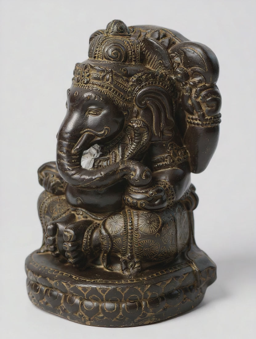 Load video: Ganesha Sculpture - Decorative Room Decoration Artwork - Hindu Deity of Good Luck - Stone Mixture Elephant Yellow - 45x25x25 cm