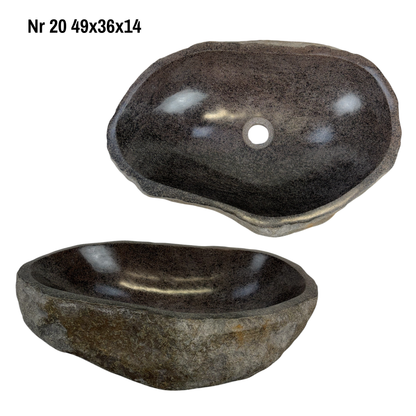 Lavabo en pierre naturelle - lavabo à poser pour salle de bain - unique - pierre de rocher solide