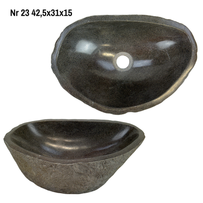 Lavabo en pierre naturelle - lavabo à poser pour salle de bain - unique - pierre de rocher solide