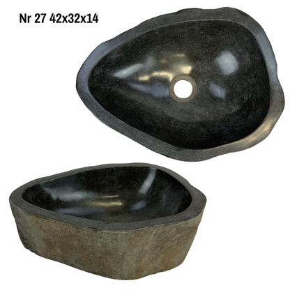 Lavabo en pierre naturelle - lavabo à poser pour salle de bain - unique - pierre de rocher solide