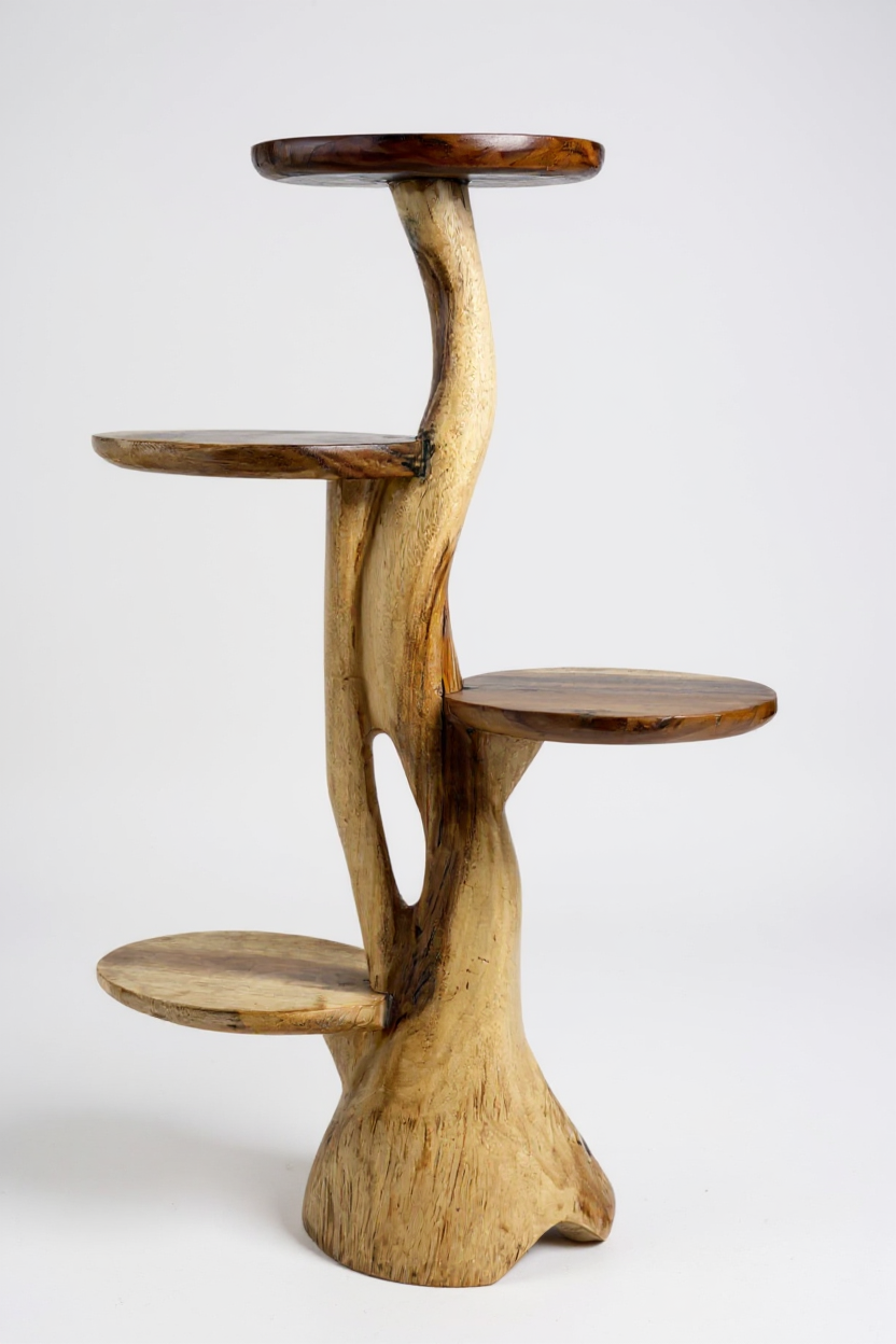 Étagère en teck – Design naturel avec un grain de bois unique – Accessoire de maison polyvalent pour plantes, livres et décorations – Différentes tailles