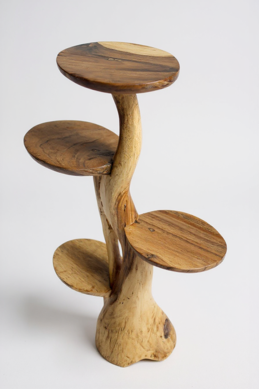 Étagère en teck – Design naturel avec un grain de bois unique – Accessoire de maison polyvalent pour plantes, livres et décorations – Différentes tailles