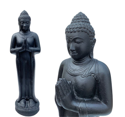 Statue de Bouddha - Décoration de jardin Décoration de chambre - Figurine en pierre moulée Résistant aux intempéries - Mélange de pierre de lave et de sable - 120 cm de hauteur