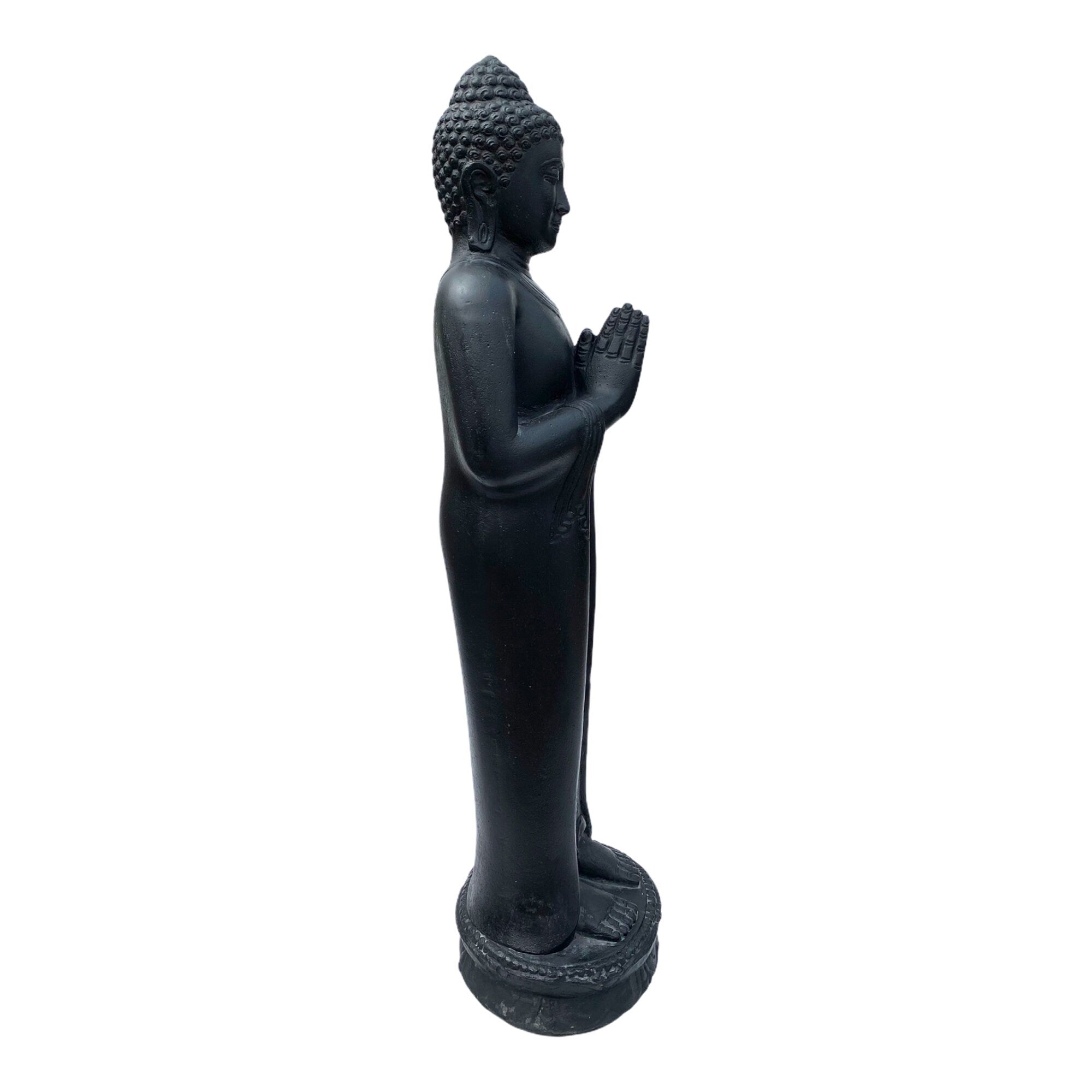 Statue de Bouddha - Décoration de jardin Décoration de chambre - Figurine en pierre moulée Résistant aux intempéries - Mélange de pierre de lave et de sable - 120 cm de hauteur