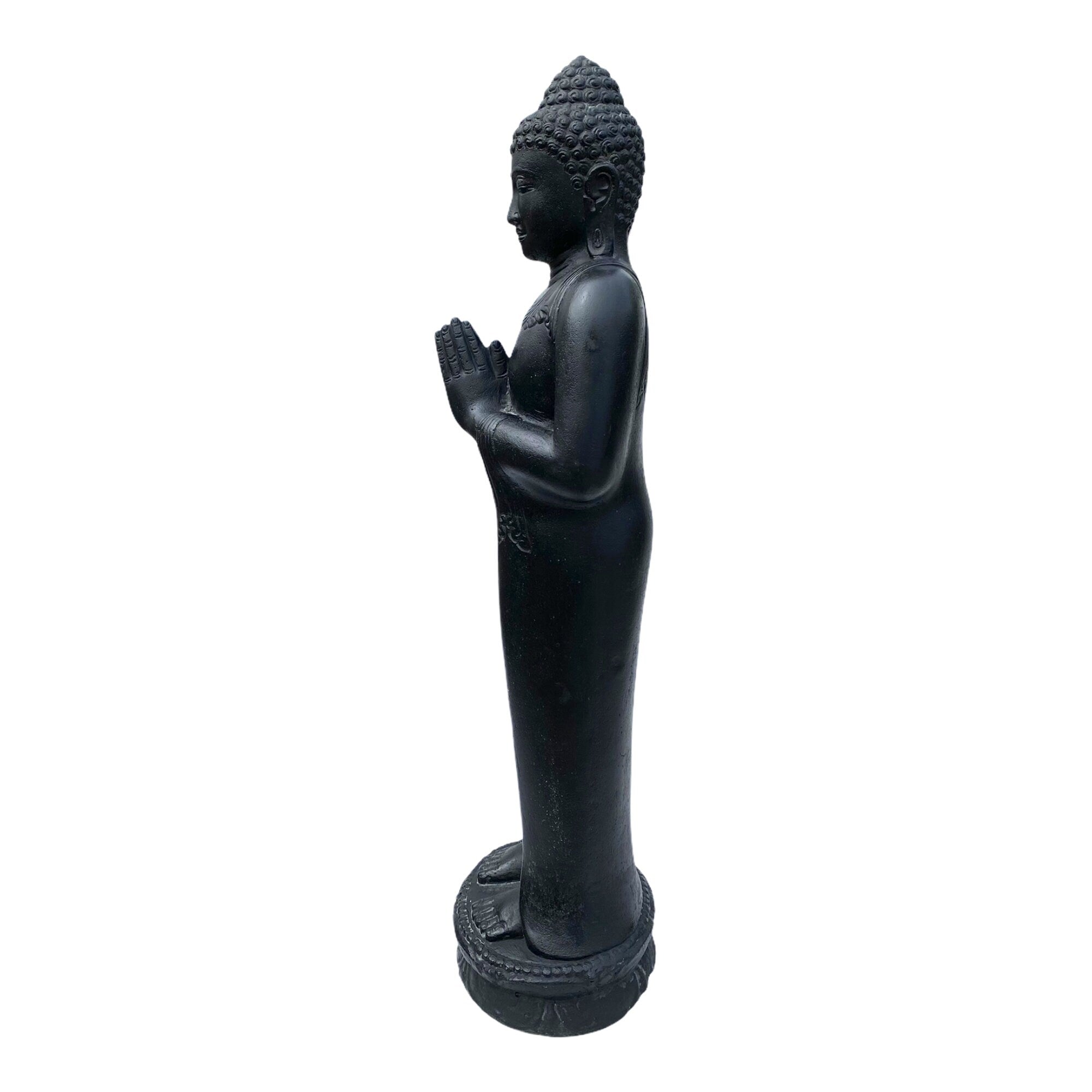 Statue de Bouddha - Décoration de jardin Décoration de chambre - Figurine en pierre moulée Résistant aux intempéries - Mélange de pierre de lave et de sable - 120 cm de hauteur