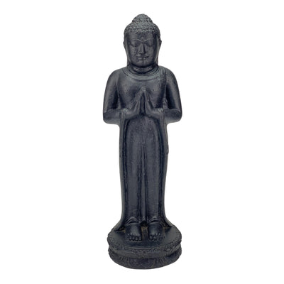 Bouddha debout - Décoration de jardin - Figurine en pierre reconstituée résistante aux intempéries - Mélange de pierres de lave et de sable - 50 x 16 x 14 cm