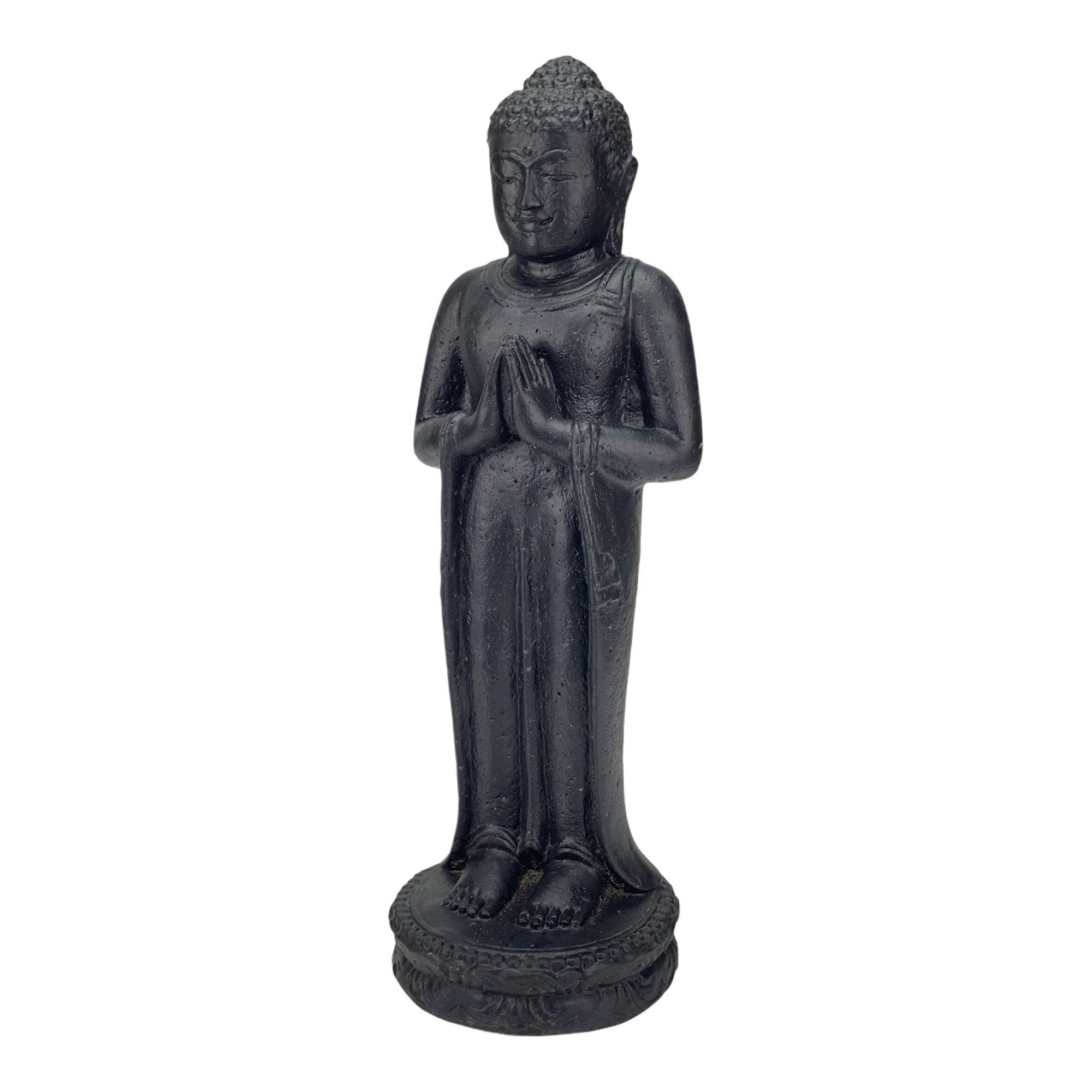 Standing Buddha - Garden Decoration - Cast Stone Figure Weatherproof - Lava-Sand Stone Mixture - 50x16x14 cm