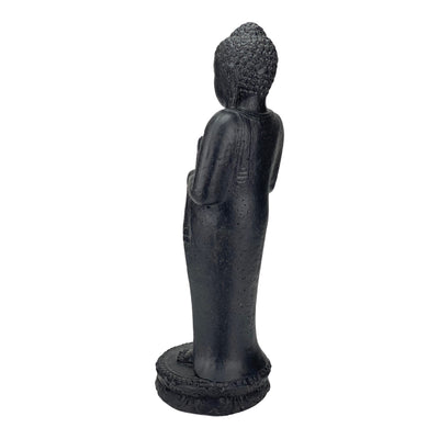 Bouddha debout - Décoration de jardin - Figurine en pierre reconstituée résistante aux intempéries - Mélange de pierres de lave et de sable - 50 x 16 x 14 cm