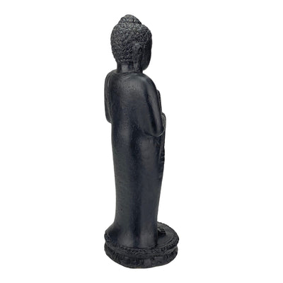 Bouddha debout - Décoration de jardin - Figurine en pierre reconstituée résistante aux intempéries - Mélange de pierres de lave et de sable - 50 x 16 x 14 cm