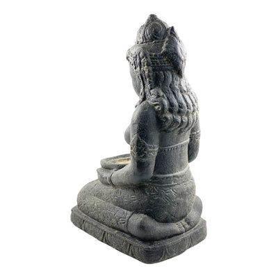 Statue de Dewi Sri - Décoration de jardin - Figurine en pierre assise résistante aux intempéries - Mélange de pierres de lave et de sable 50 x 16 x 26 cm