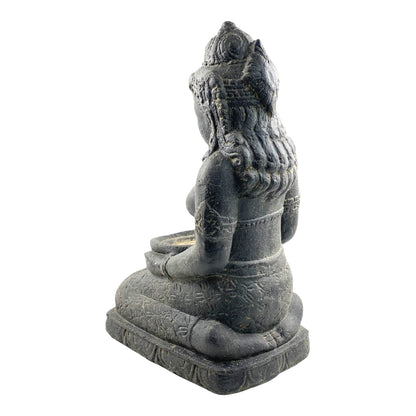Dewi Sri Statue - Garden Decoration Room Decoration - Stone Figure Sitting Weatherproof - Lava-Sand Stone Mixture 50x16x26 cm