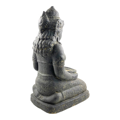Statue de Dewi Sri - Décoration de jardin - Figurine en pierre assise résistante aux intempéries - Mélange de pierres de lave et de sable 50 x 16 x 26 cm