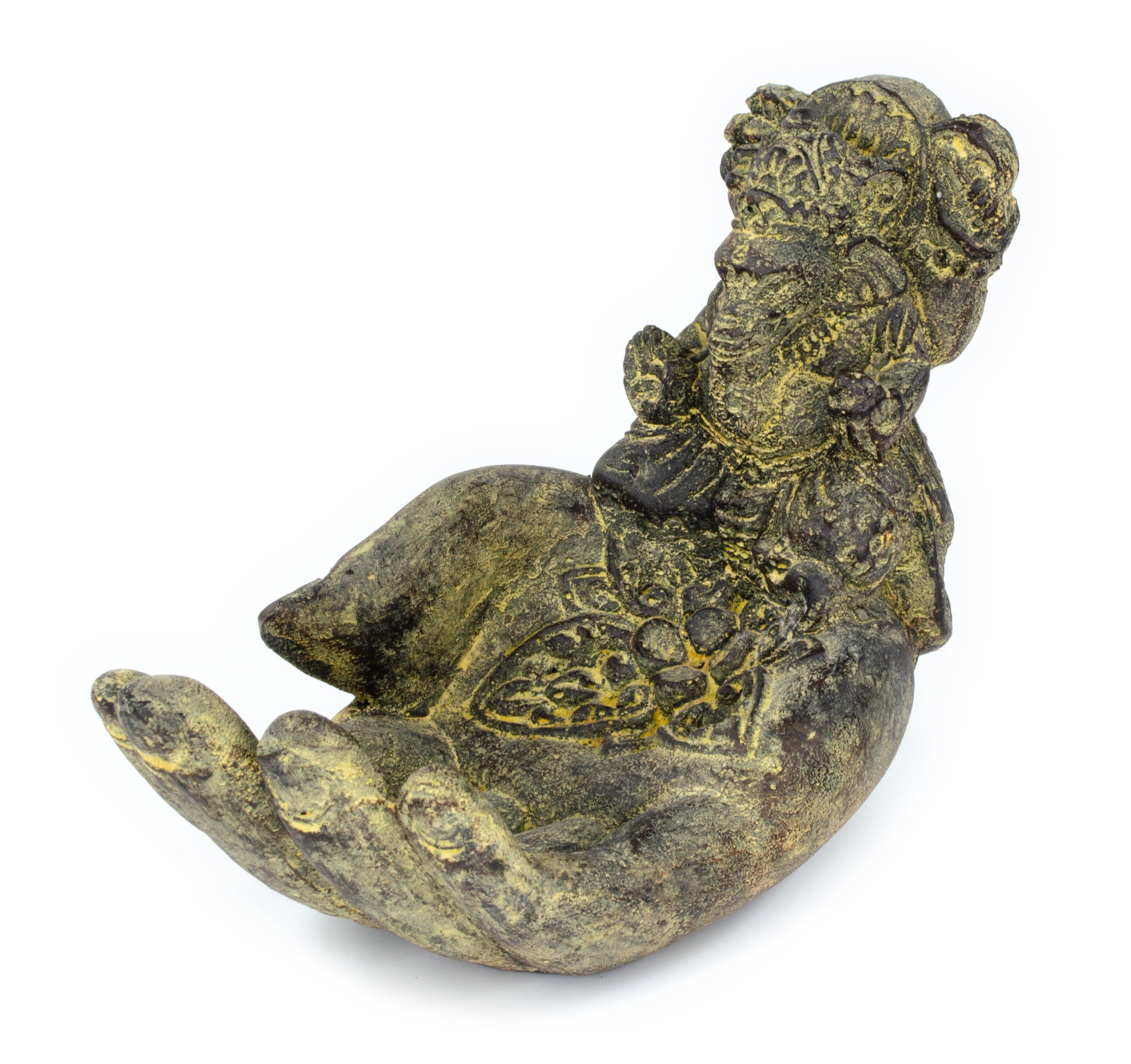 Ganesha Hand Sculpture - Decorative Room Decoration Soap Dish Incense Sticks - Hindu Deity of Good Luck - Elephant Yellow - 13x9x15 cm