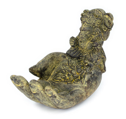 Ganesha Hand Sculpture - Decorative Room Decoration Soap Dish Incense Sticks - Hindu Deity of Good Luck - Elephant Yellow - 13x9x15 cm