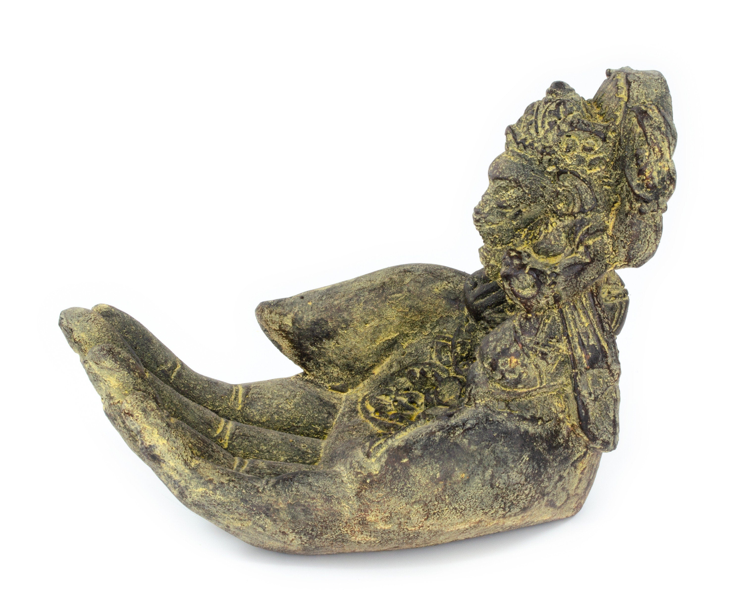 Ganesha Hand Sculpture - Decorative Room Decoration Soap Dish Incense Sticks - Hindu Deity of Good Luck - Elephant Yellow - 13x9x15 cm
