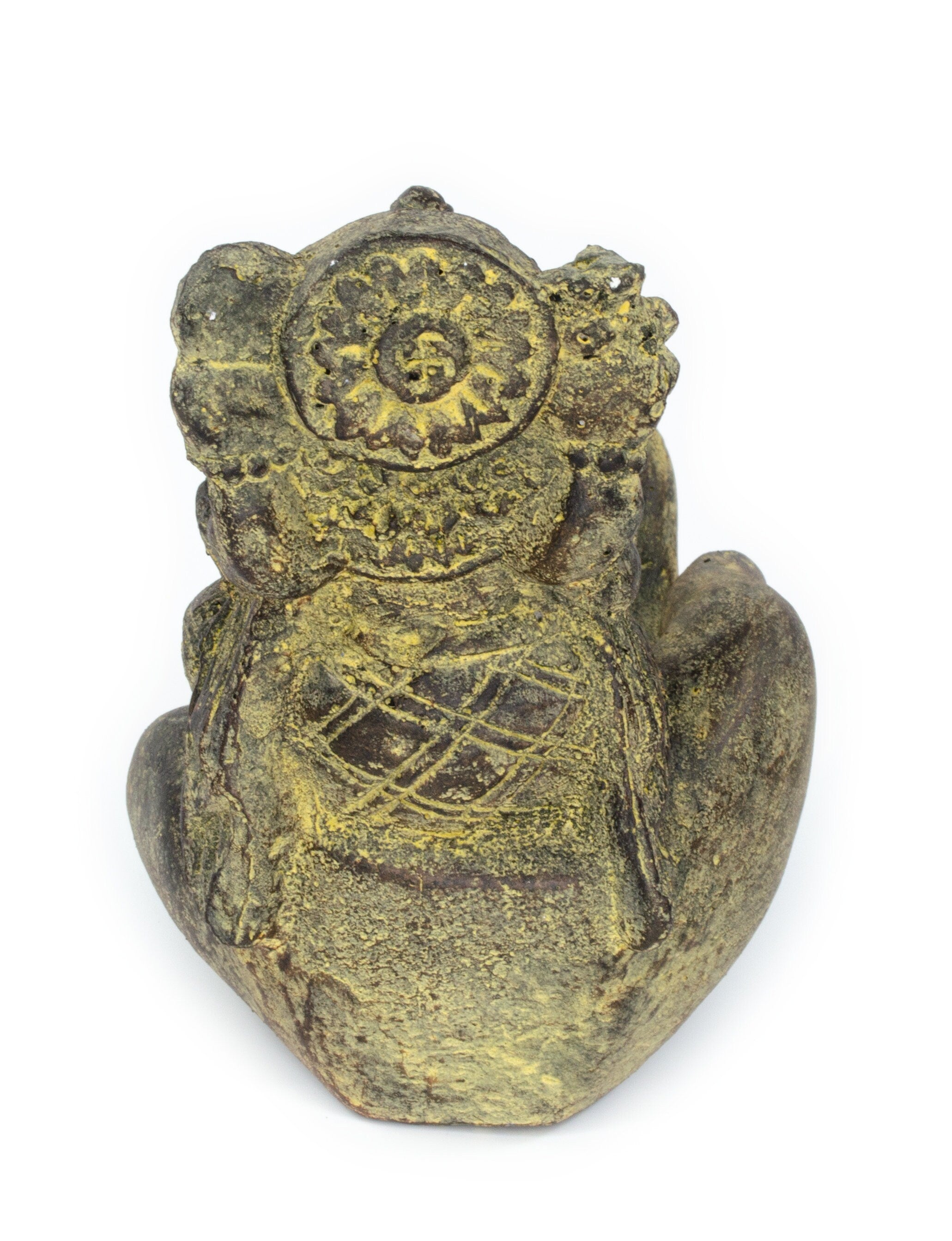 Ganesha Hand Sculpture - Decorative Room Decoration Soap Dish Incense Sticks - Hindu Deity of Good Luck - Elephant Yellow - 13x9x15 cm