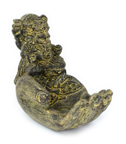 Ganesha Hand Sculpture - Decorative Room Decoration Soap Dish Incense Sticks - Hindu Deity of Good Luck - Elephant Yellow - 13x9x15 cm