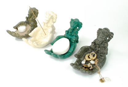 Ganesha Hand Sculpture - Decorative Room Decoration Soap Dish Incense Sticks - Hindu Deity of Good Luck - Elephant Yellow - 13x9x15 cm