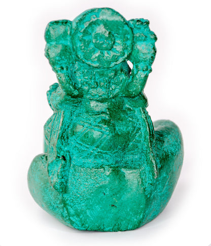 Ganesha Hand Sculpture - Decorative Room Decoration Soap Dish Incense Sticks - Hindu Deity of Good Luck - Elephant Green - 13x9x15 cm
