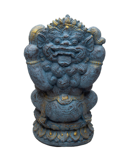 Ganesha Sculpture - Decorative Room Decoration Artwork - Elephant Head Hindu Lucky Charm Statue - Stone Figure Blue - 34 cm
