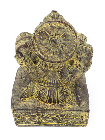 Ganesha Sculpture - Decorative Room Decoration Incense Stick Holder - Hindu Deity of Good Luck - Stone Mixture Elephant Yellow - 23x13x15 cm