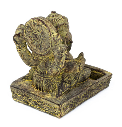 Ganesha Sculpture - Decorative Room Decoration Incense Stick Holder - Hindu Deity of Good Luck - Stone Mixture Elephant Yellow - 23x13x15 cm