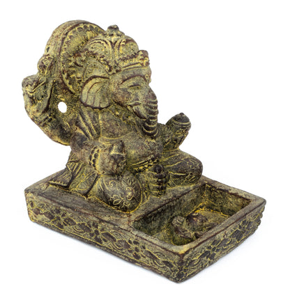 Ganesha Sculpture - Decorative Room Decoration Incense Stick Holder - Hindu Deity of Good Luck - Stone Mixture Elephant Yellow - 23x13x15 cm