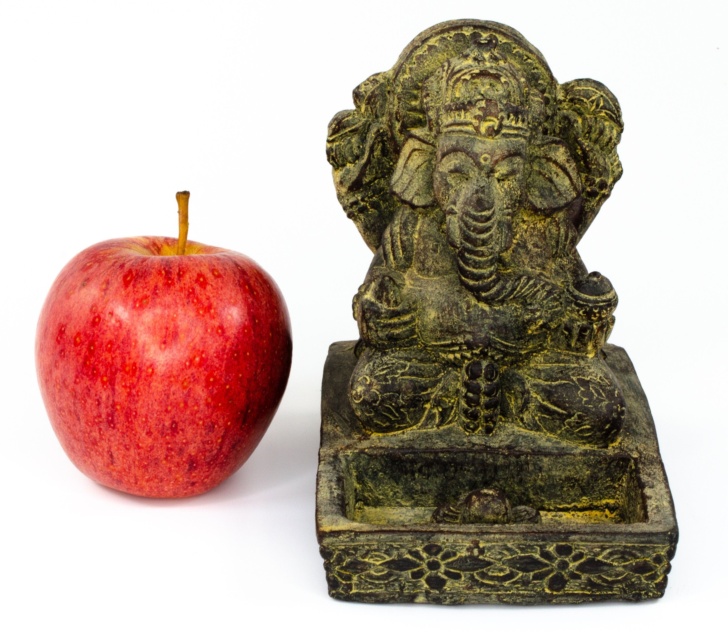Ganesha Sculpture - Decorative Room Decoration Incense Stick Holder - Hindu Deity of Good Luck - Stone Mixture Elephant Yellow - 23x13x15 cm