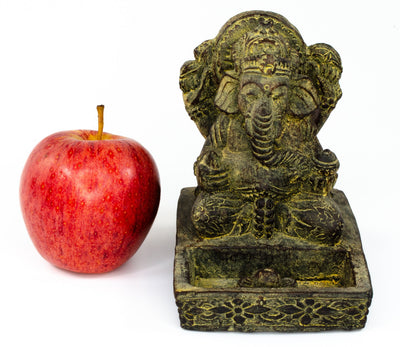 Ganesha Sculpture - Decorative Room Decoration Incense Stick Holder - Hindu Deity of Good Luck - Stone Mixture Elephant Yellow - 23x13x15 cm