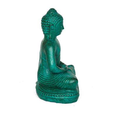 Grüne Buddha-Statue aus Lavasand: Handgefertigte, sitzende Skulptur für Zen-Dekoration, 20 cm