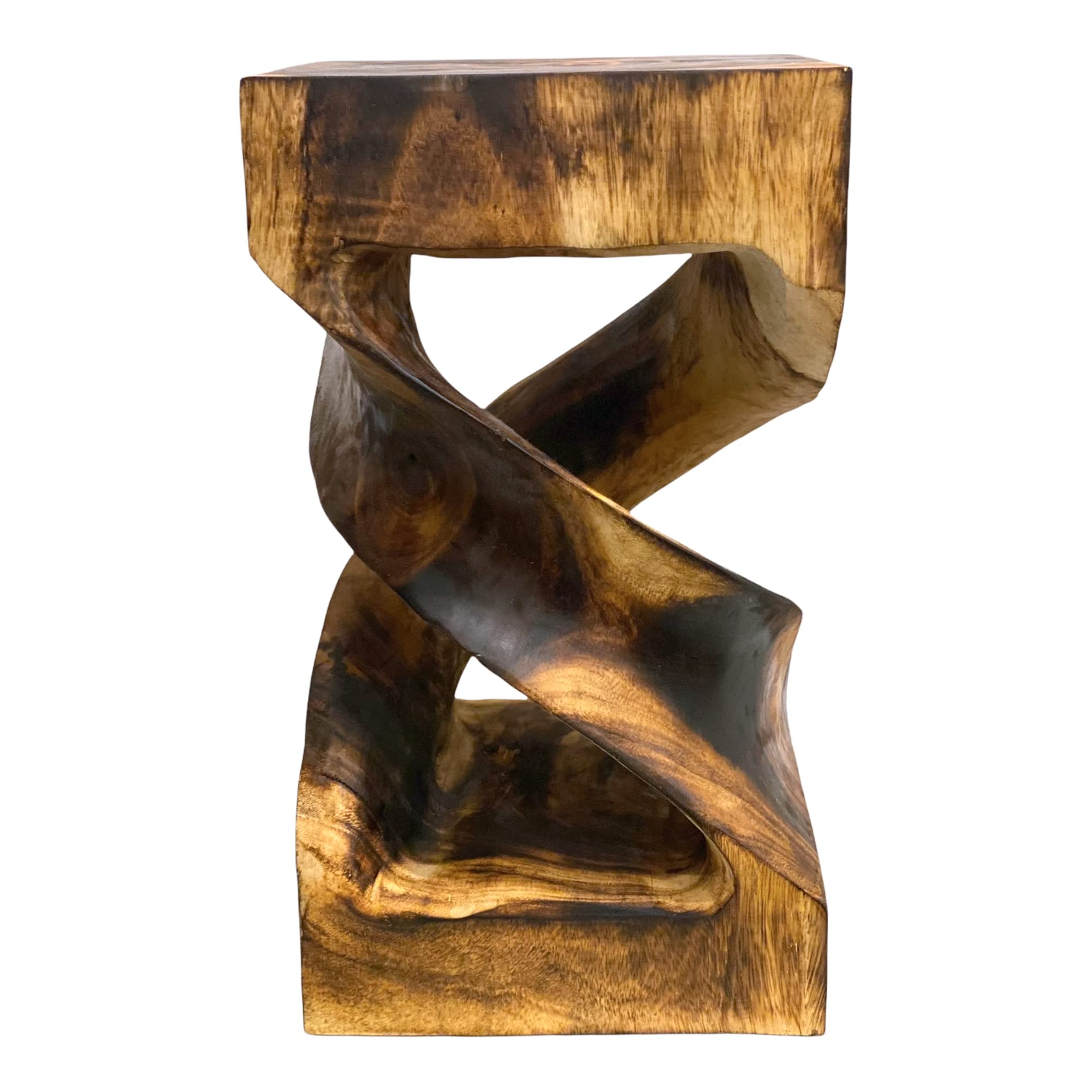 Table d'appoint en bois - table basse tabouret en bois - flammée artisanalement - tournée en bois de Suar massif - 50x28x28 cm 