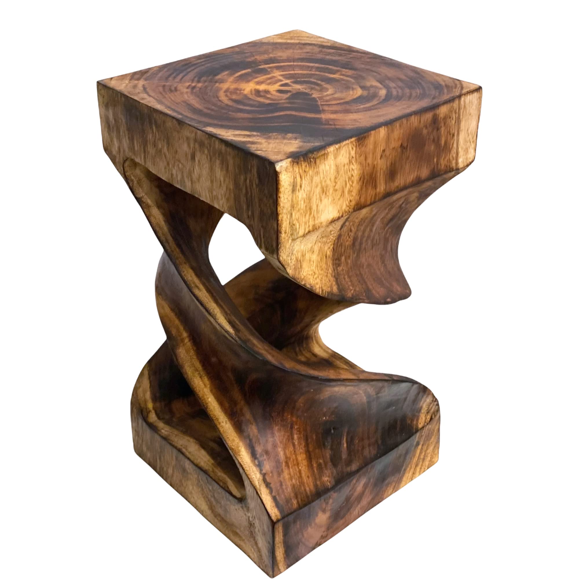 Table d'appoint en bois - table basse tabouret en bois - flammée artisanalement - tournée en bois de Suar massif - 50x28x28 cm 
