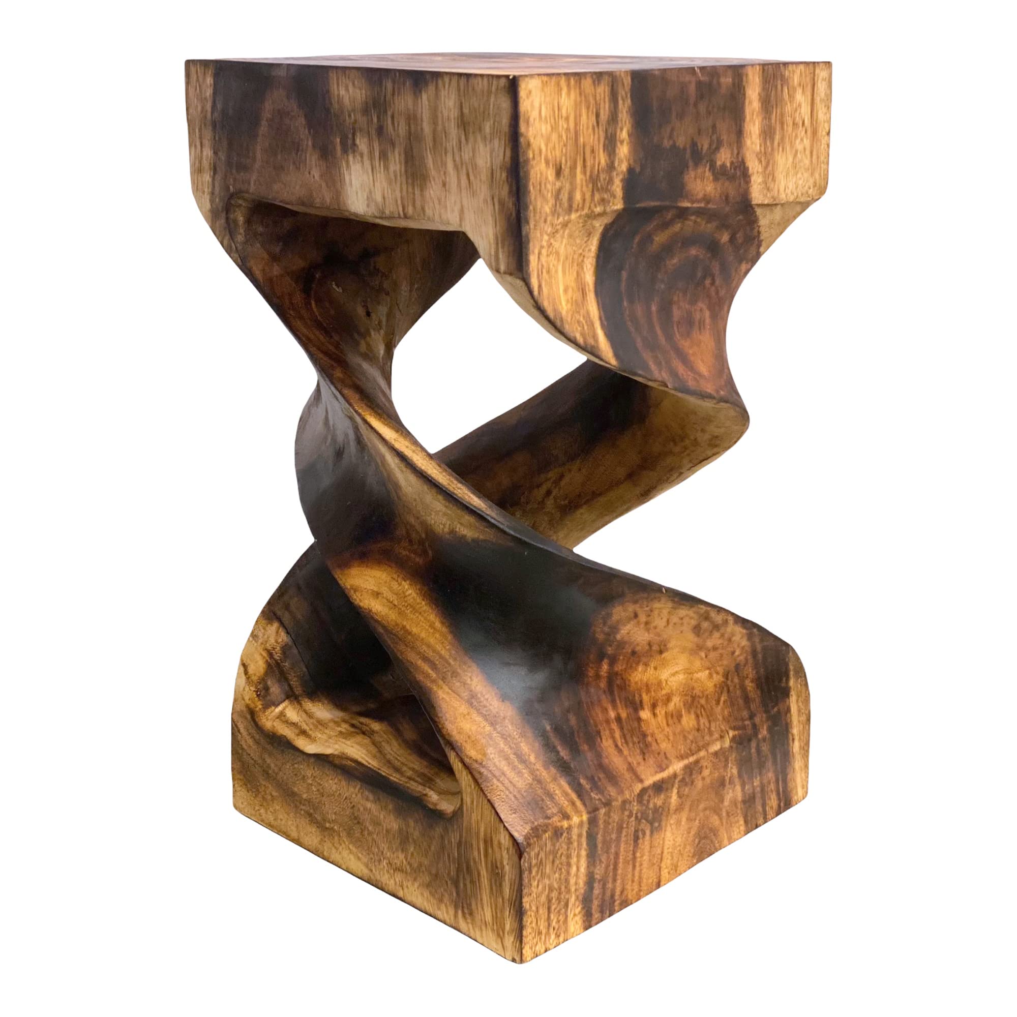 Table d'appoint en bois - table basse tabouret en bois - flammée artisanalement - tournée en bois de Suar massif - 50x28x28 cm 