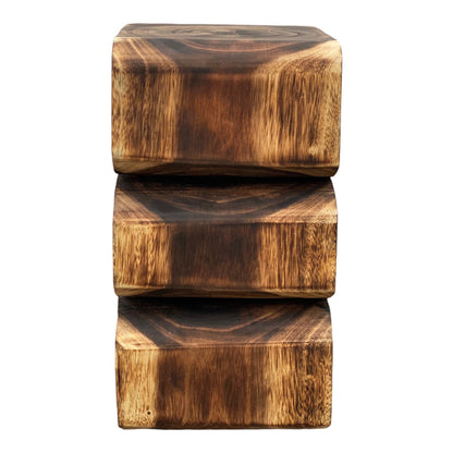 Wooden stool - side table, flower stool, storage table - handmade - flambéed snake made of solid suar wood - 50x30x30 cm