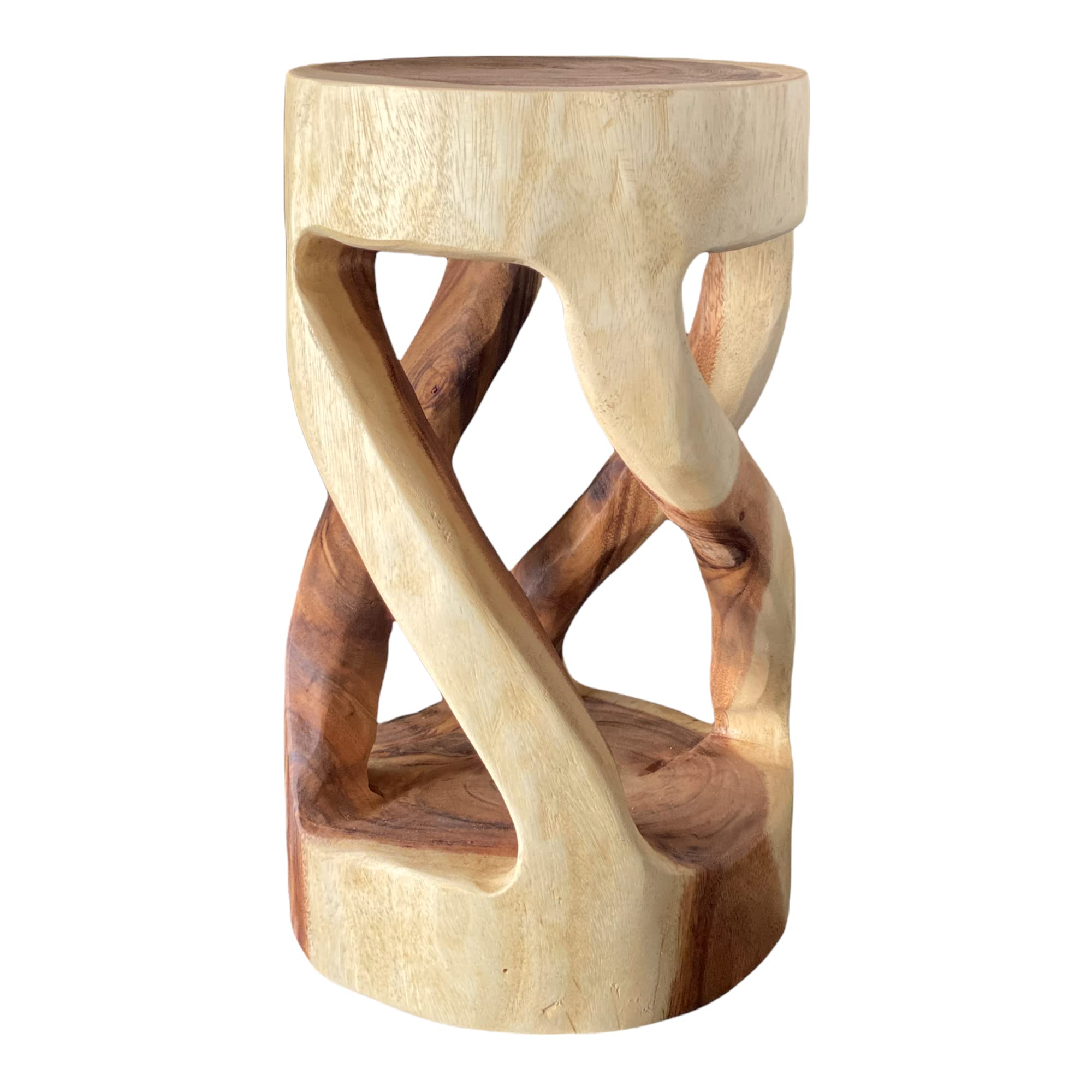 Wooden stool - side table, flower stool, storage table - unique, handmade - round, turned from solid Suar wood - 50x28x28 cm 