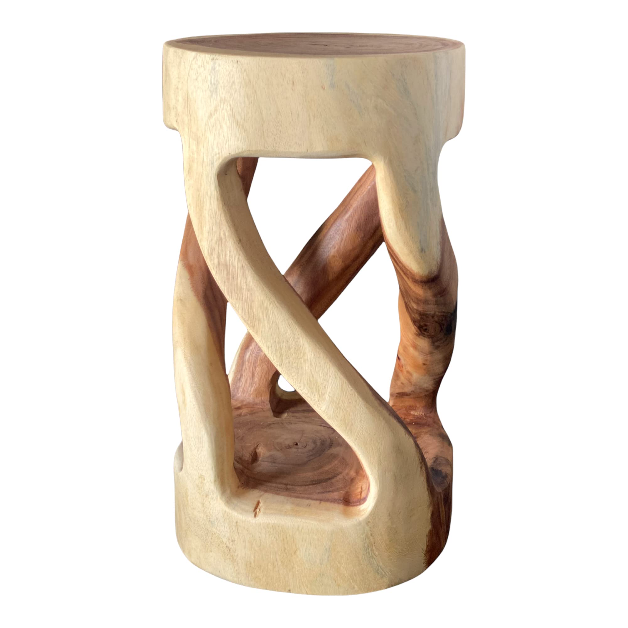 Wooden stool - side table, flower stool, storage table - unique, handmade - round, turned from solid Suar wood - 50x28x28 cm 