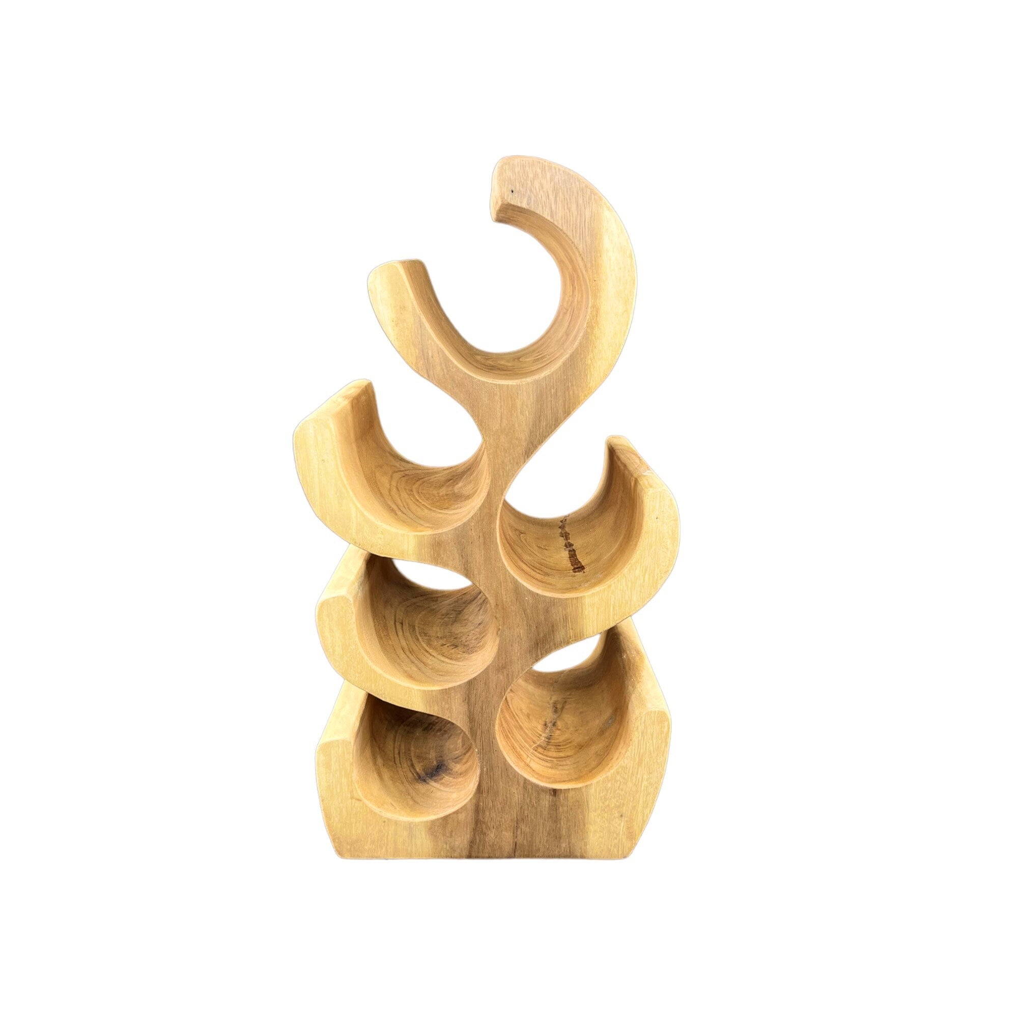 Solid wine rack - kitchen living room decoration wine holder - handmade noble high-quality - fir shape made of suar wood - 30/50/70/100x27x18 cm