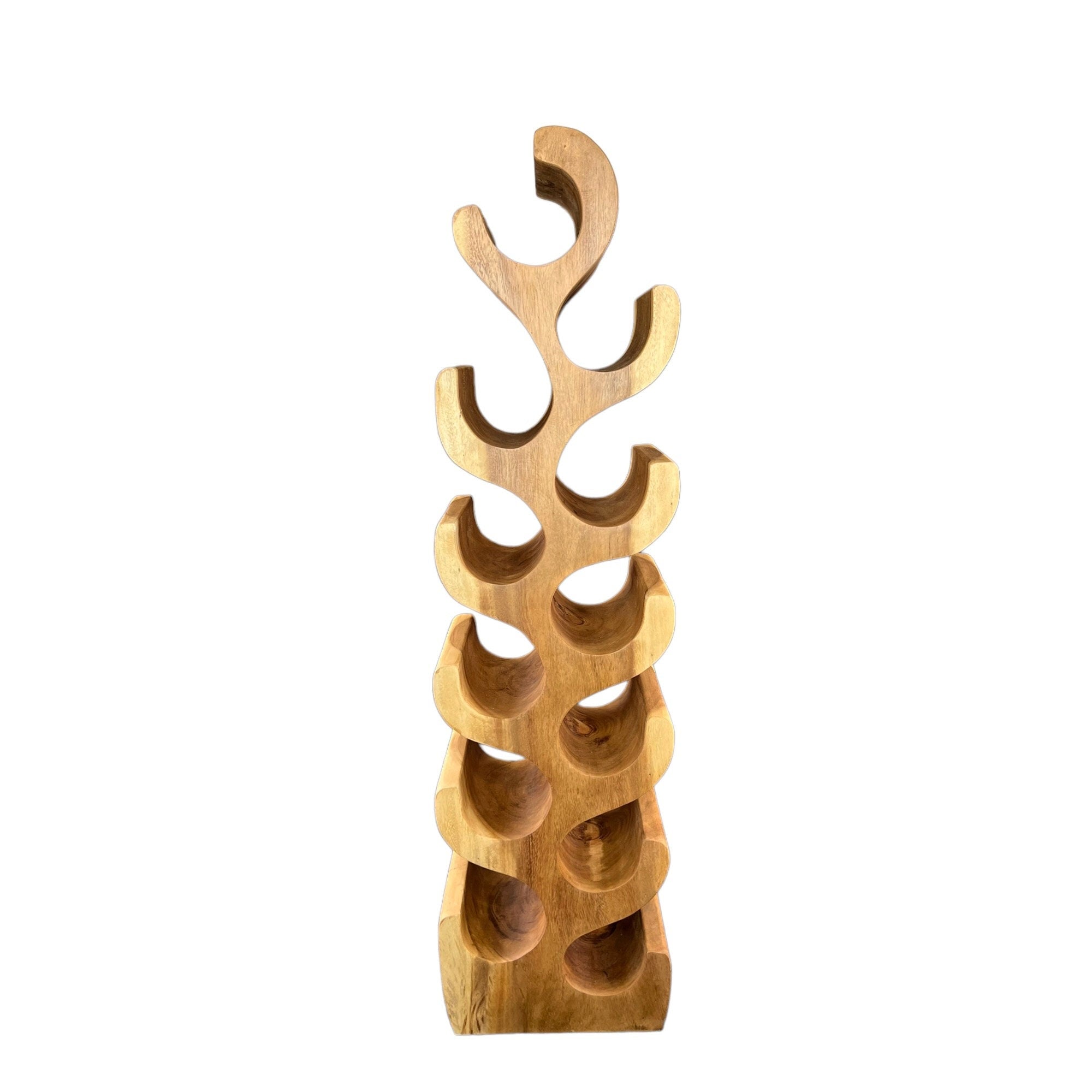 Solid wine rack - kitchen living room decoration wine holder - handmade noble high-quality - fir shape made of suar wood - 30/50/70/100x27x18 cm